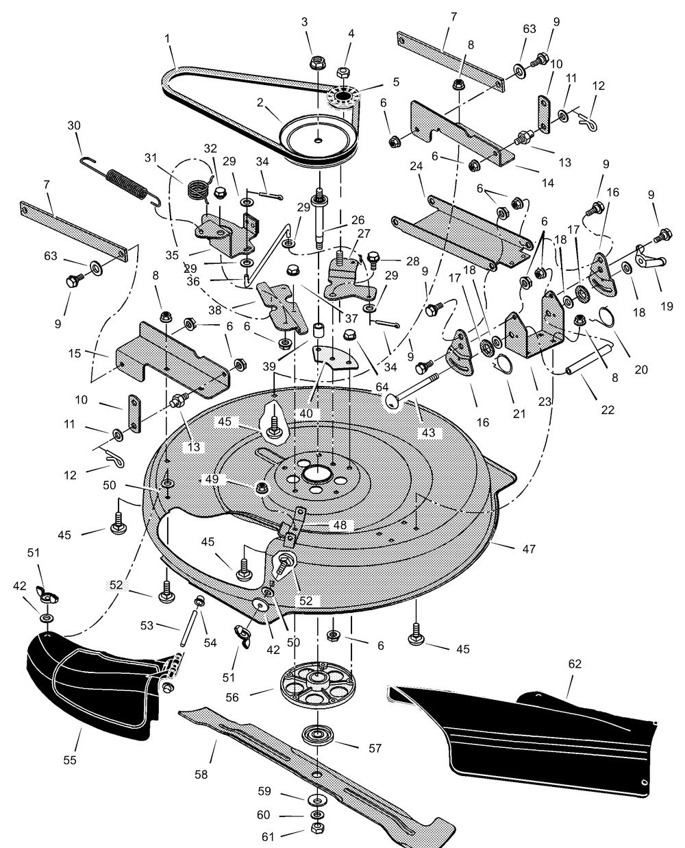 Mower Housing Diagram and Parts List for 309306X89A 2001 Briggs and Stratton Lawn Tractor